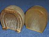 Frankoma Horseshoe shakers glazed desert gold